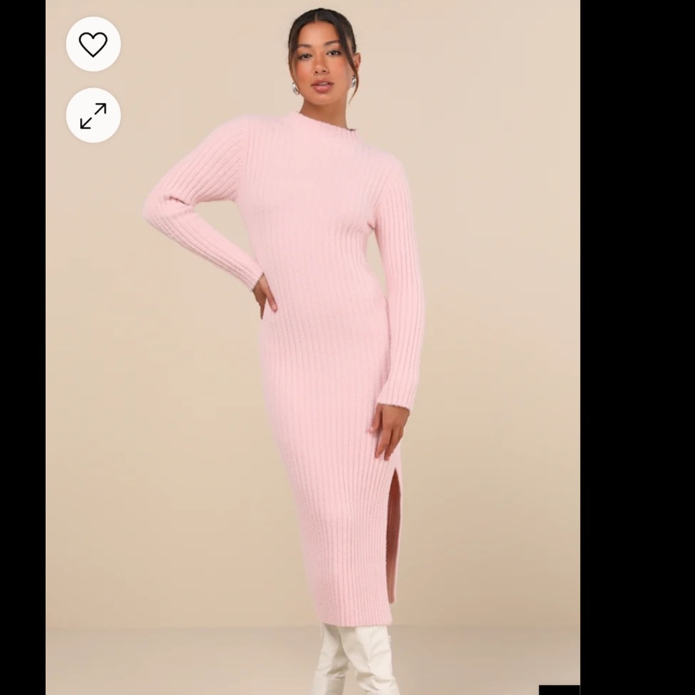 Elegant Pink Knit Sweater Dress